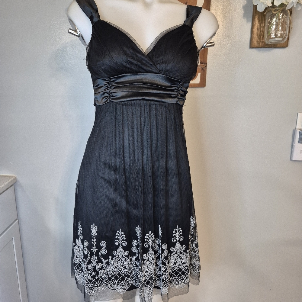 Taboo Party Cocktail Tie Back Tulle Beaded Dress